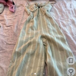 Ted Baker Beige and White Striped Jumpsuit